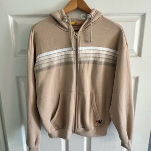 Aviator Nation Tan and White Zip Up Hoodie